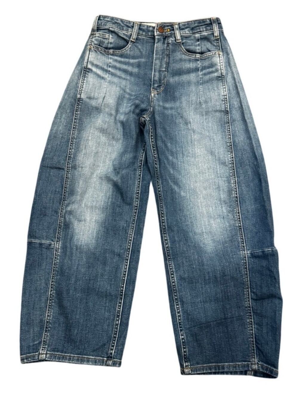 Pilcro High Rise Barrel Leg Cropped Jeans Size 25 Medium Wash